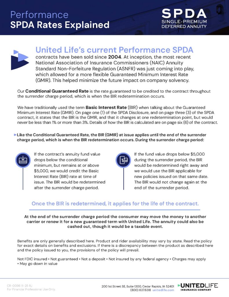 Performance SPDA Rates Explained Flyer Cover